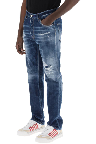 Shop Dsquared2 Destroyed Denim Jeans In 642 Style In Blue