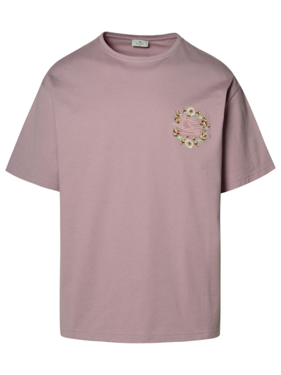 Shop Etro Lilac Cotton T-shirt In Pink