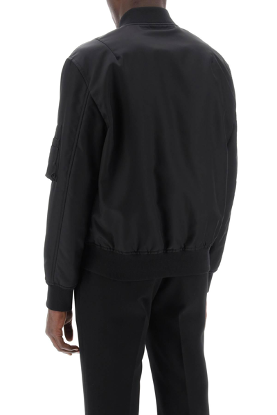 Shop Valentino Floral Detail Bomber Jacket In Black