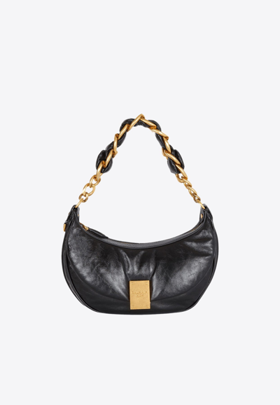 Shop Balmain 1945 Crinkled Leather Hobo Bag In Black