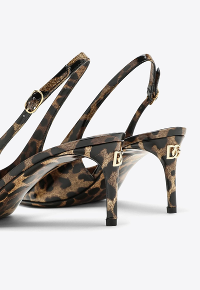 Shop Dolce & Gabbana 60 Animal-printed Leather Slingback Pumps In Multicolor