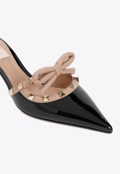 Shop Valentino 60 Rockstud Leather Mules In Black