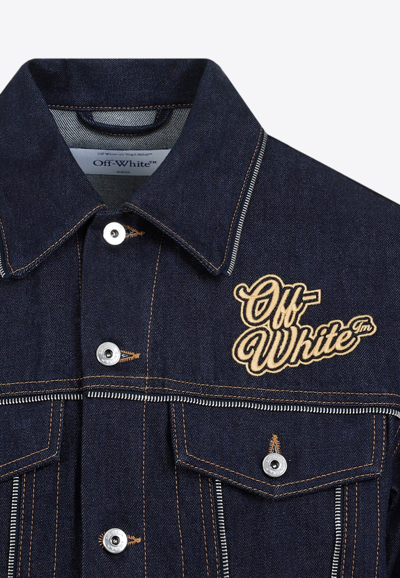 Shop Off-white 90s Logo Zip Denim Jacket In Blue