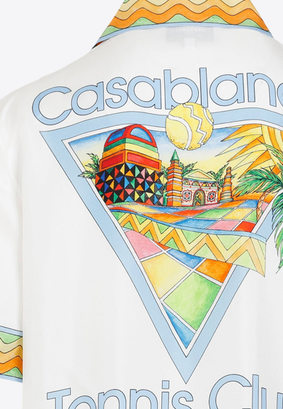 Shop Casablanca Afro Cubism Tennis Bowling Shirt In White