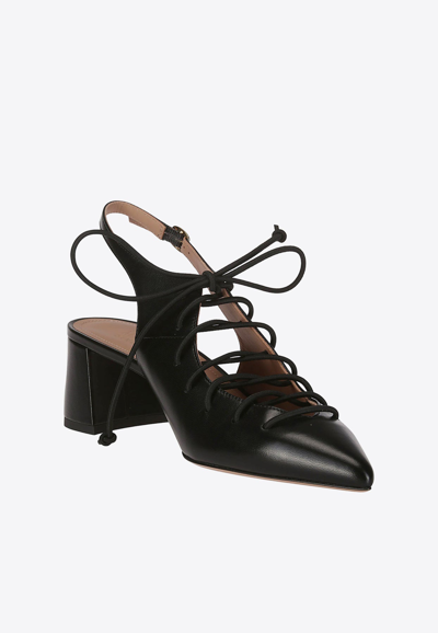 Shop Malone Souliers Alessa 45 Nappa Leather Slingback Pumps In Black