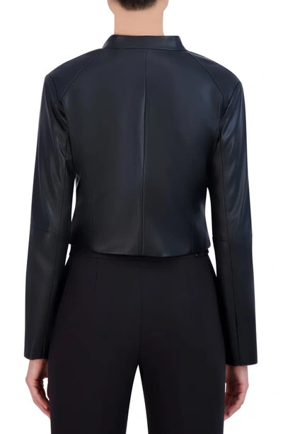 Shop Bcbg New York Crop Faux Leather Jacket In Onyx