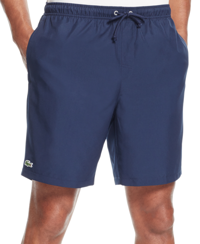 Shop Lacoste Men's Diamante-print 8" Sport Drawstring Shorts In Navy Blue