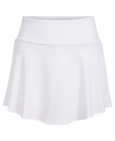 Shop Adidas Originals Big Girls 3-stripe Flounce Knit Skort In White