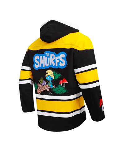 Shop Freeze Max Men's  Black The Smurfs Hockey Pullover Hoodie