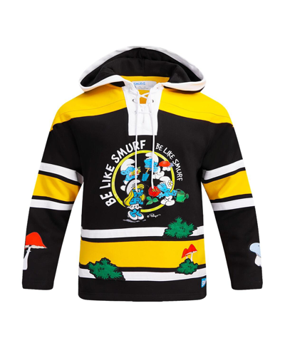 Shop Freeze Max Men's  Black The Smurfs Hockey Pullover Hoodie