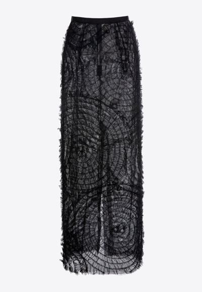 Shop Huishan Zhang Annamarie Embroidered-tulle Maxi Skirt In Black