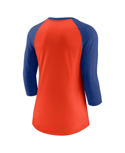 Shop Nike Women's  Orange, Royal New York Mets Next Up Tri-blend Raglan 3/4-sleeve T-shirt In Orange,royal