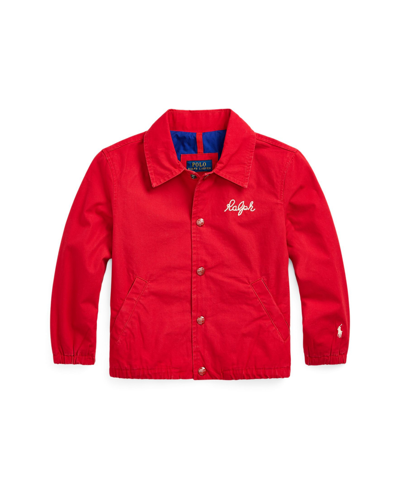 Shop Polo Ralph Lauren Toddler And Little Boys Cotton Poplin Coach Jacket In Red