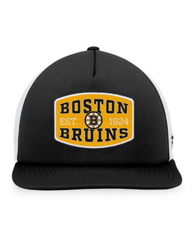 Fanatics Men's  Black, White Boston Bruins Foam Front Patch Trucker Snapback Hat In Black,white