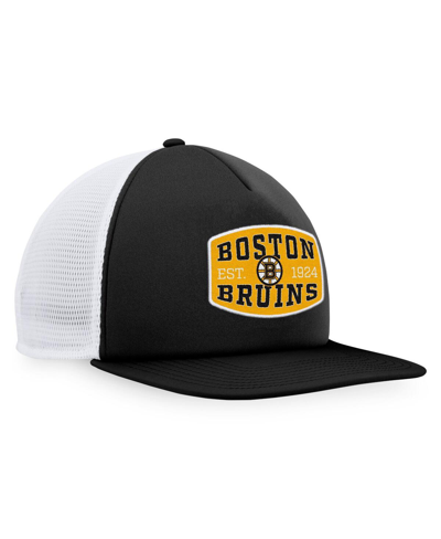 Fanatics Men's  Black, White Boston Bruins Foam Front Patch Trucker Snapback Hat In Black,white
