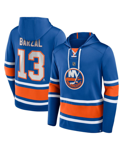 Fanatics Branded Mathew Barzal Royal New York Islanders Name & Number Lace-up Pullover Hoodie In Royal