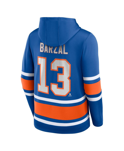 Fanatics Branded Mathew Barzal Royal New York Islanders Name & Number Lace-up Pullover Hoodie In Royal