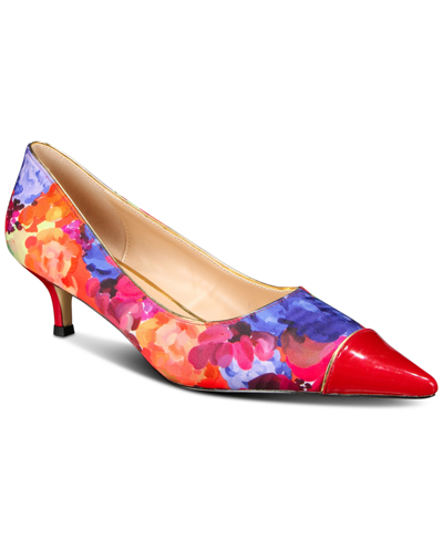 Shop Things Ii Come Women's Jacey Luxurious Pointed-toe Kitten Heel Pumps In Red Multi