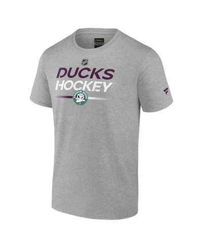 Shop Fanatics Men's  Heather Gray Anaheim Ducks Authentic Pro Wordmark Alternate Logo T-shirt