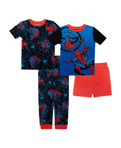 Shop Spider-man Big Boys Marvel Cotton 4 Piece Pajama Set In Assorted