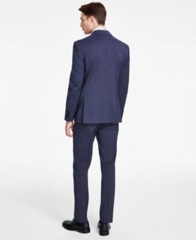 Dkny Mens Modern Fit Blue Mini Check Suit Separates In Blue