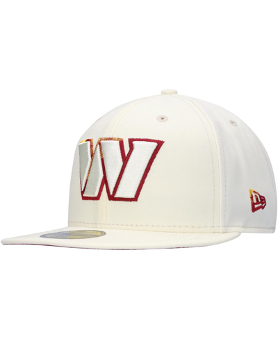 New Era Cream Washington Commanders Chrome Color Dim 59fifty Fitted Hat In Cream