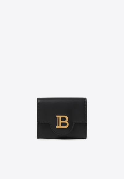 Shop Balmain B-buzz Calf Leather Wallet In Black