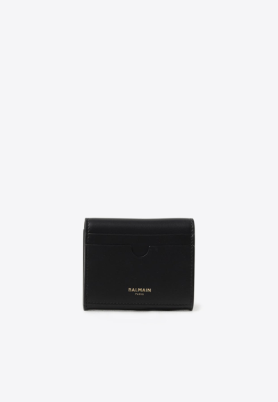 Shop Balmain B-buzz Calf Leather Wallet In Black