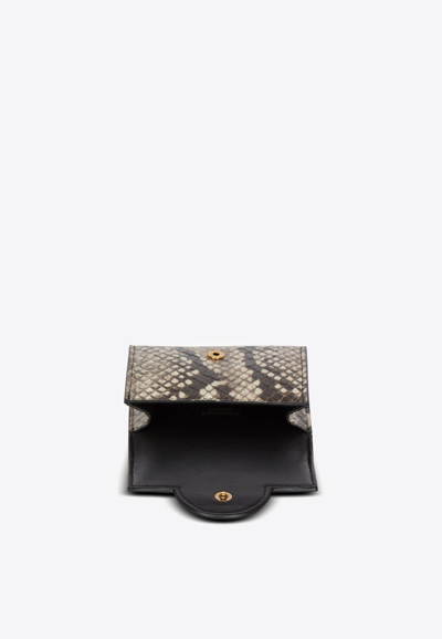 Shop Balmain B-buzz Snakeskin Leather Wallet In Beige