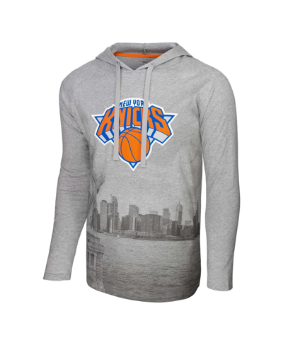 Shop Stadium Essentials Men's  Heather Gray New York Knicks Atrium Raglan Long Sleeve Hoodie T-shirt
