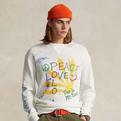 Shop Ralph Lauren Peace Love Polo Waffle-knit Pullover In Nevis