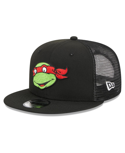 New Era Men's  Black Teenage Mutant Ninja Turtles Happy Raphael Trucker 9fifty Snapback Hat In Black