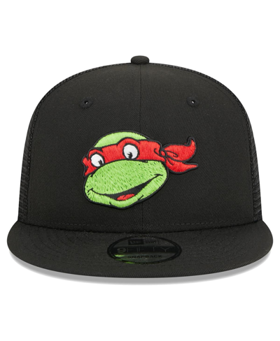 New Era Men's  Black Teenage Mutant Ninja Turtles Happy Raphael Trucker 9fifty Snapback Hat In Black