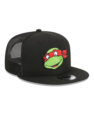 New Era Men's  Black Teenage Mutant Ninja Turtles Happy Raphael Trucker 9fifty Snapback Hat In Black