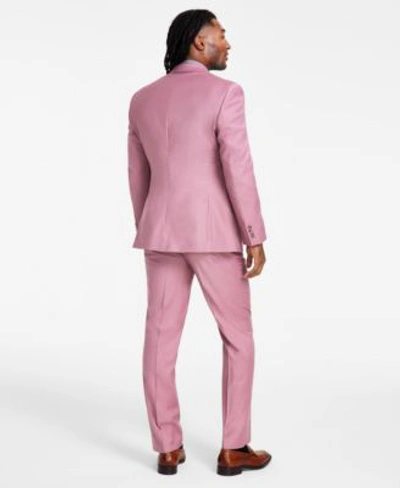 Shop Tayion Collection Mens Classic Fit Solid Vested Double Breasted Suit Separates In Mauve Solid