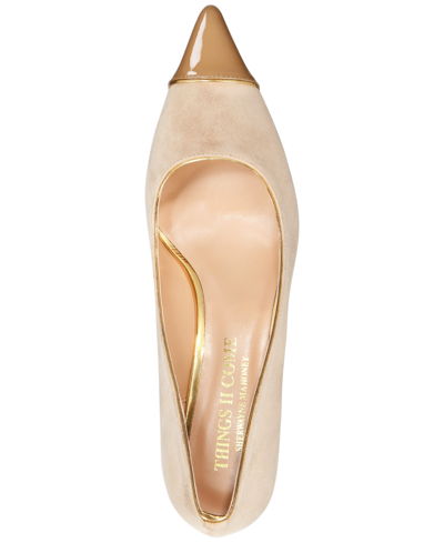 Shop Things Ii Come Women's Jacey Luxurious Pointed-toe Kitten Heel Pumps In Pastel Brown