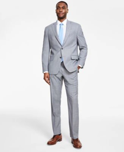Shop Michael Kors Mens Classic Fit Wool Blend Stretch Suit Separates In Mid Blue Plaid