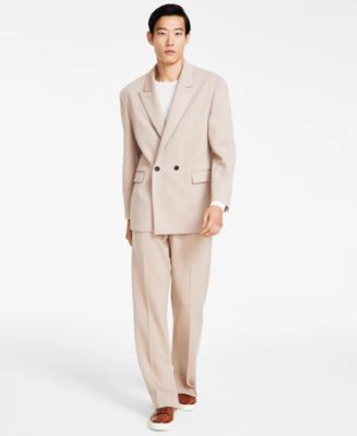 Shop Hugo By  Boss Mens Relaxed Fit Suit In Medium Beige