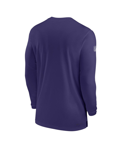 Shop Nike Men's  Purple Baltimore Ravens Sideline Coach Performance Long Sleeve T-shirt