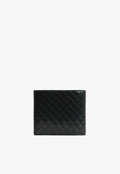Shop Bottega Veneta Bi-fold Wallets In Intreccio Leather In Inkwell