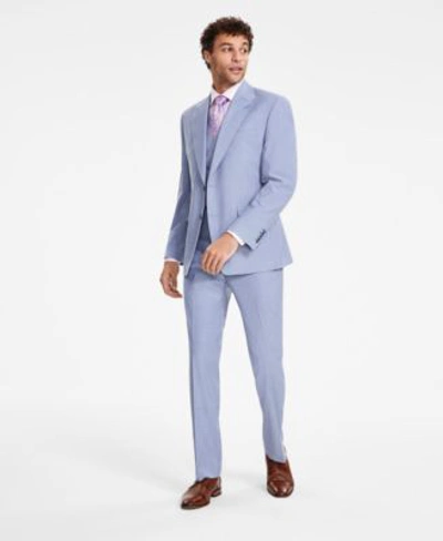 Shop Tayion Collection Mens Classic Fit Solid Vested Suit Separates In Light Blue