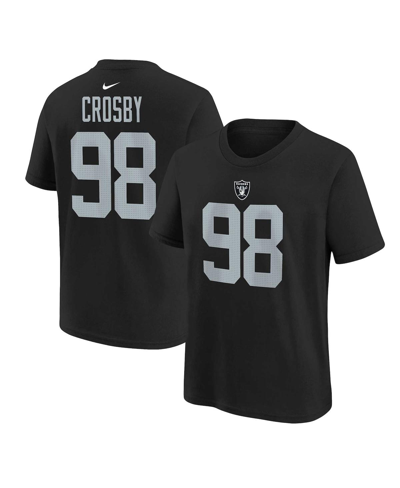 Nike Youth  Maxx Crosby Black Las Vegas Raiders Player Name And Number T-shirt In Black
