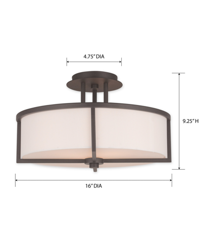 Shop Livex Wesley 3-light Semi-flush Mount In Dark Brown