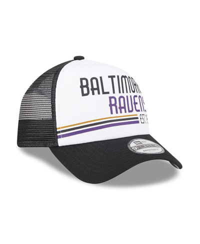 Shop New Era Men's  White, Black Baltimore Ravens Stacked A-frame Trucker 9forty Adjustable Hat In White,black