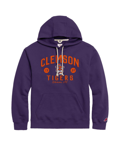 Shop League Collegiate Wear Men's  Purple Distressed Clemson Tigers Bendy Arch Essential Pullover Hoodie