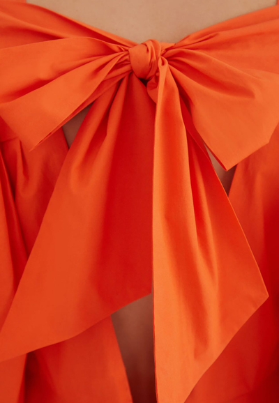 Shop Farm Rio Bow-detail Mini Dress In Orange