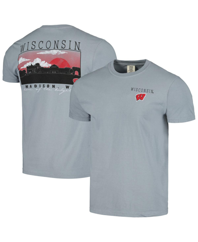 Image One Gray Wisconsin Badgers Campus Scene Comfort Colors T-shirt In Gray
