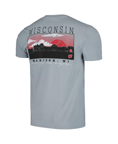 Shop Image One Men's Gray Wisconsin Badgers Campus Scene Comfort Colors T-shirt