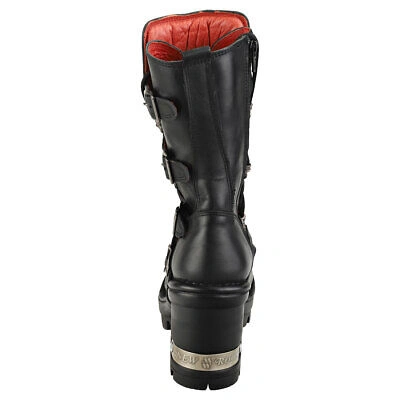 Pre-owned New Rock Rock M-neotyre05-s1 Unisex Black Stiefel Plattform - 42 Eu In Schwarz