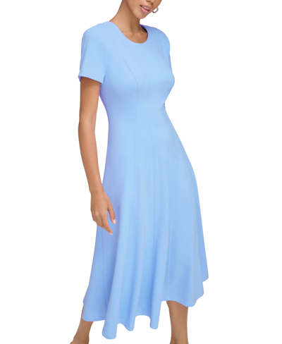 Shop Calvin Klein Women's Short-sleeve A-line Midi Dress In Serene